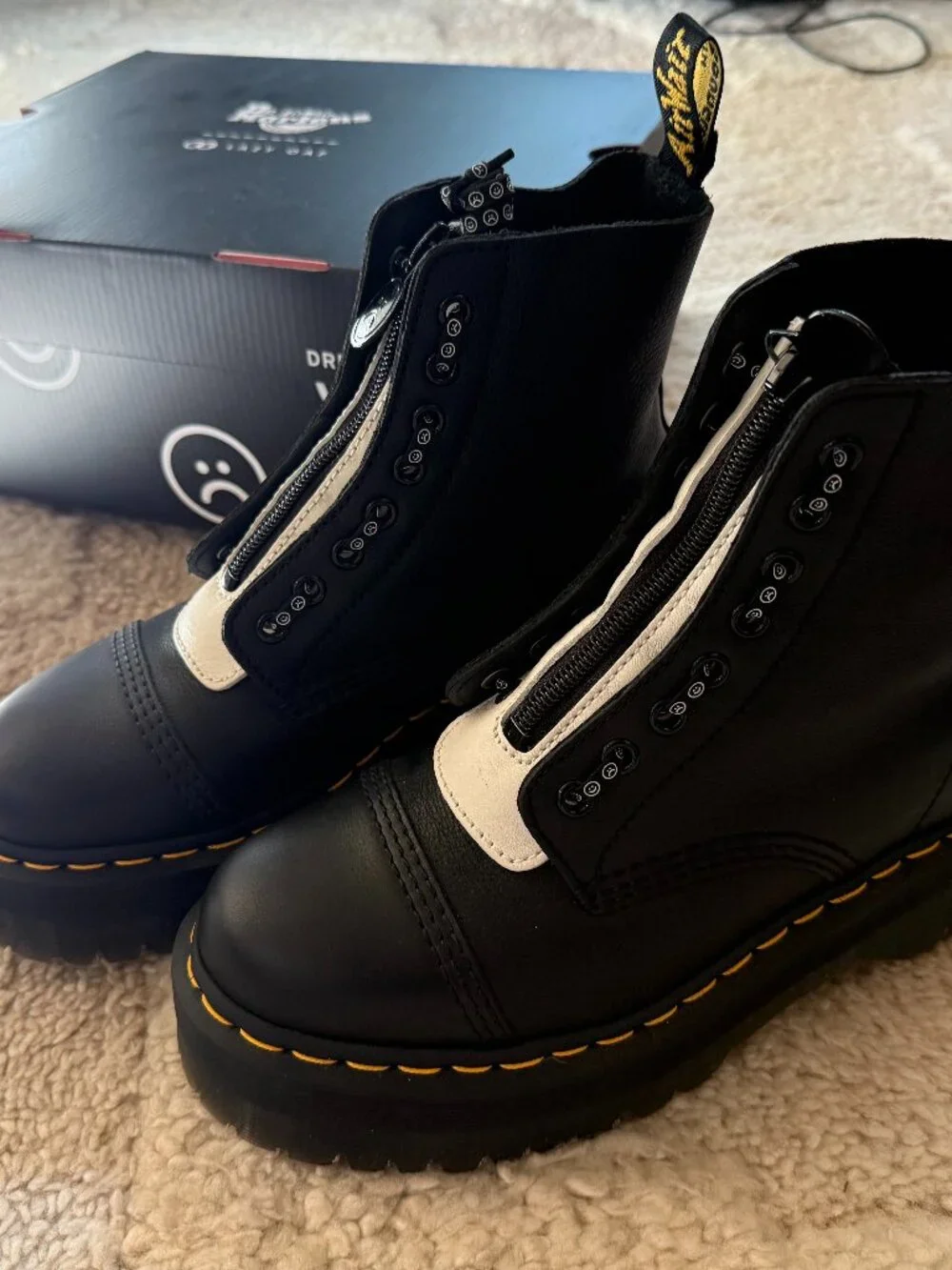 New Lazy Oaf x Doc Martens Sinclair Happy Sad Platform Boots Size UK 6 US 8.5